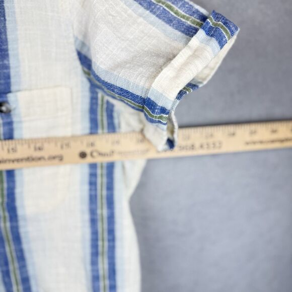 Toad & Co Camp Cove Shirt Womens Large Multicolor Striped Cotton Pleated - Picture 2 of 6